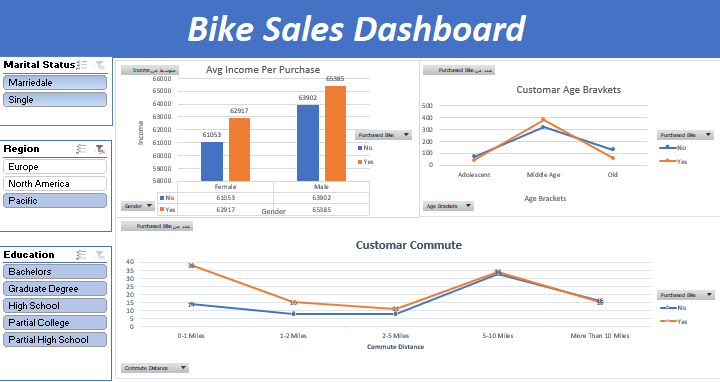 Bike Sales Dashboard data visualization screenshot